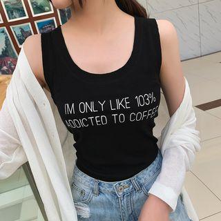 Lettering Scoop-neck Tank Top