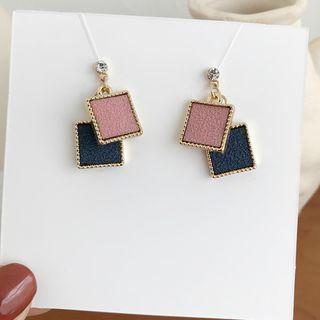 Rhinestone Square Drop Earring / Clip-on Earring