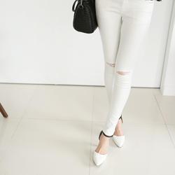 Slit-knee Skinny Pants