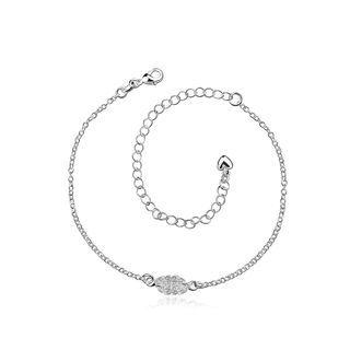Simple And Fashion Leaf White Cubic Zircon Anklet  - One Size