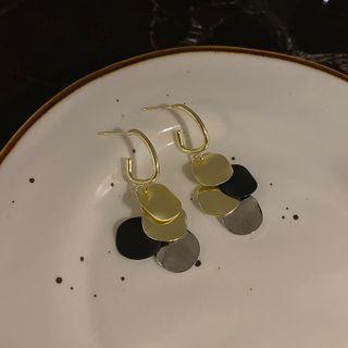 Sterling Silver Disc Drop Earring 1 Pair - Gold - One Size