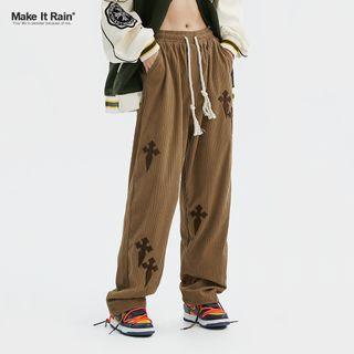 Cross Print High Waist Wide Leg Pants