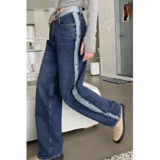 Fringed Contrast-trim Jeans