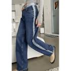 Fringed Contrast-trim Jeans