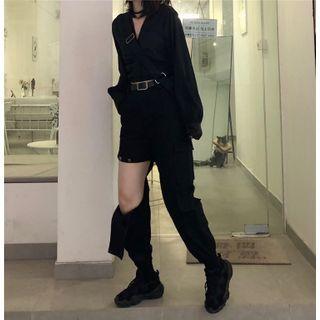 Plain Cutout Cargo Pants