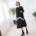Contrast-trim A-line Dress Black - One Size
