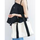 Contrast-trim Canvas Shopper Bag