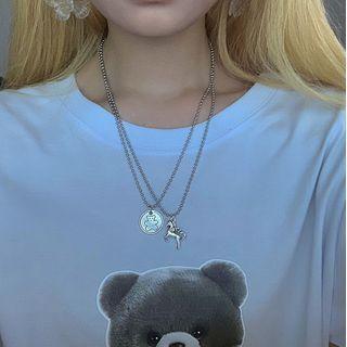 Set Of 2: Unicorn Pendent Necklace + Bear Pendent Necklace Set Of 2 - One Size