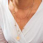 Alloy Heart & Star Pendant Layered Choker Necklace 9864 - Gold - One Size
