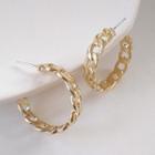 Alloy Chain Open Hoop Earring 1 Pair - S925 Silver Earrings - Gold - One Size