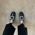 Rhinestone Square Buckle Loafers