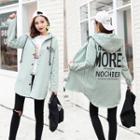 Letter Print Hooded Trench Jacket