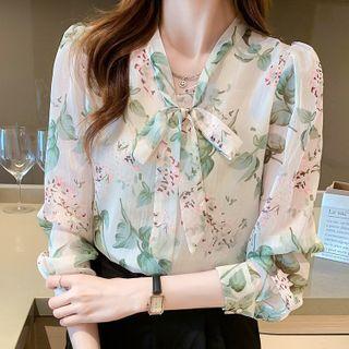 Print Bow Blouse