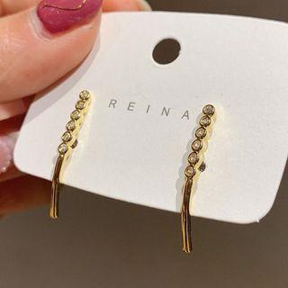 Rhinestone Bar Drop Earring 1 Pair - Silver Needle - Gold - One Size