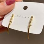 Rhinestone Bar Drop Earring 1 Pair - Silver Needle - Gold - One Size
