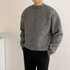 Mock-neck Wool Blend Fuzzy Sweater