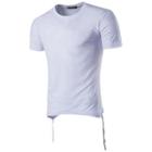 Short Sleeve Plain Strap Hem T-shirt