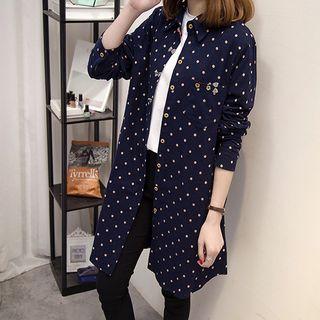 Dotted Long-sleeve Long Blouse