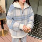 Plaid Half-zip Sweatshirt