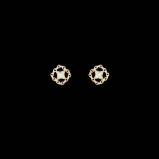 Star Alloy Earring 1 Pair - S925 Silver - White & Gold - One Size