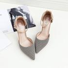 Houndstooth Panel Ankle Strap High Heel Sandals