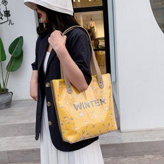 Flower Print Transparent Tote Bag