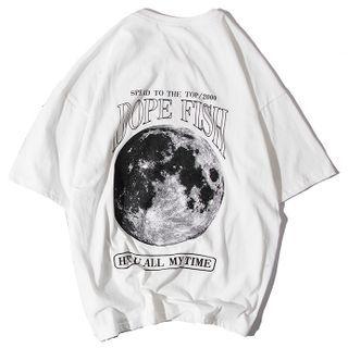 Short-sleeve Moon Print T-shirt / Cargo Pants