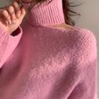 Cutaway Turtleneck Woolen Sweater