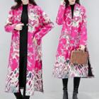 Patterned Midi Frog-buttoned Coat