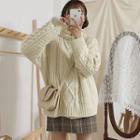 Chunky Knit Sweater / Plaid Mini A-line Skirt