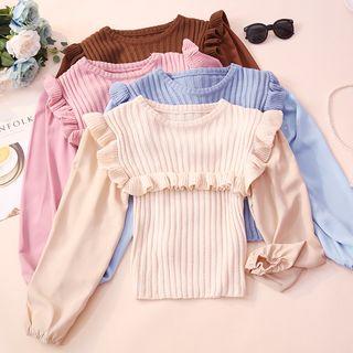 Frill-trim Paneled Knit Top