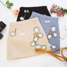Leaf Embroidery A-line Mini Skirt