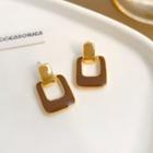 Geometry Drop Earring 1 Pair - Brown & Gold - One Size