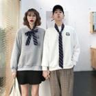 Couple Matching Embroidered Pullover / Pleated Skirt / Plaid Dress Pants