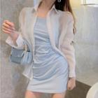 Mini Bodycon Tank Dress / Long-sleeve Plain Shirt