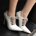 Pointed High Heel Lace Up Pumps