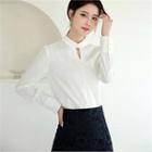 Tall Size Mock-neck Cutaway-front Blouse