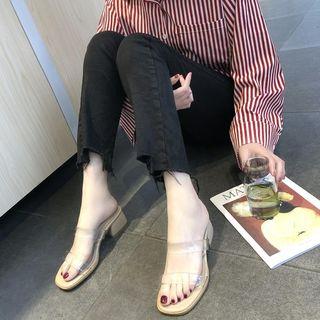 Clear Strap Block Heel Sandals