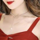 Faux Pearl Pendant Y Choker Gold - One Size