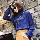 Tie-cuff Dotted Blouse
