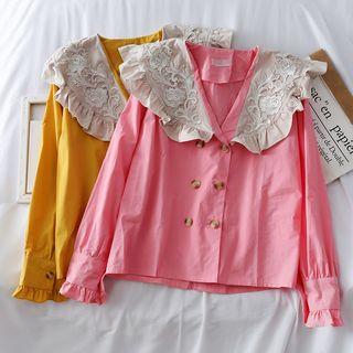 Loose-fit Double-breasted Embroidered Shirt