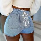 Lace-up Back Detail Short Jeans