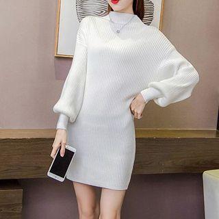 Long-sleeve Mock Collar Knit Dress