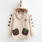 Dinosaur Embroidered Hooded Coat