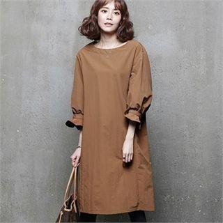 Bell-cuff Puff-sleeve Dress