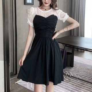 Set: Sheer Short Sleeve T-shirt + Sleeveless A-line Dress
