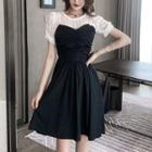Set: Sheer Short Sleeve T-shirt + Sleeveless A-line Dress