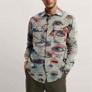 Long Sleeve Eyes Print Shirt