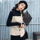 Mock Two-piece Tie Waist Long-sleeve Top