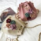 Faux-leather Flower Bucket Bag